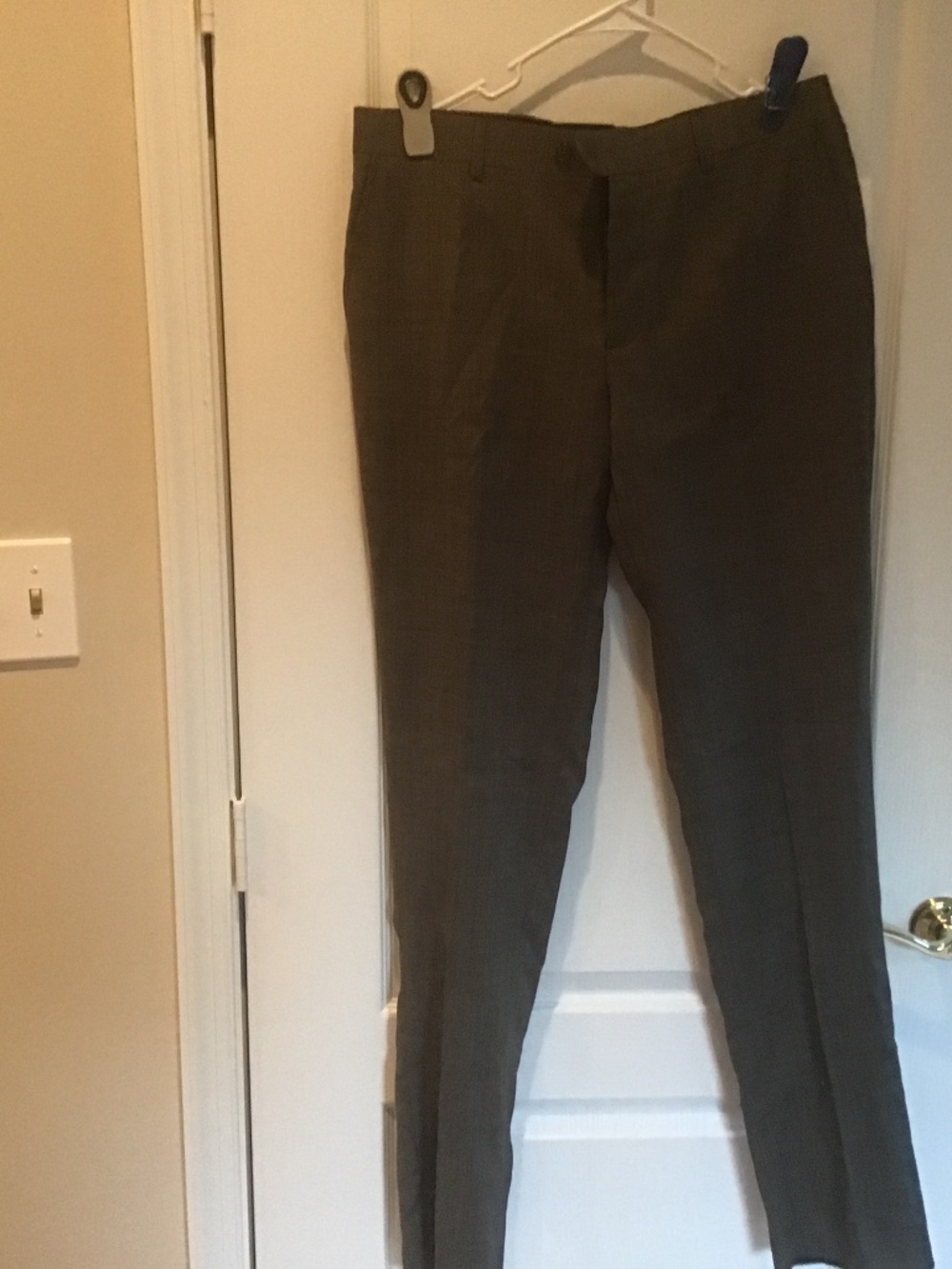 ZANETTI Tan nailhead pattern wool trousers size 34 35 unfinished hem